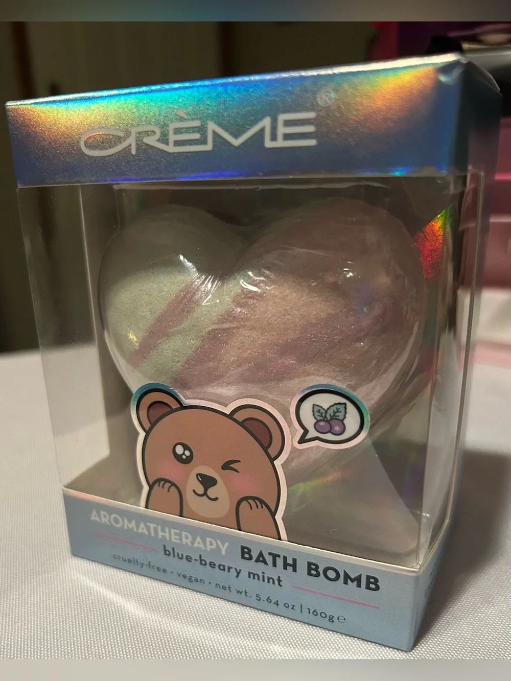 Crème Shop Blue-Beary Mint Heart Bath Bomb